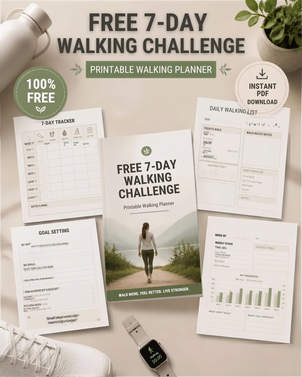 Free 7-Day Walking Challenge Printable | Walking Tracker PDF