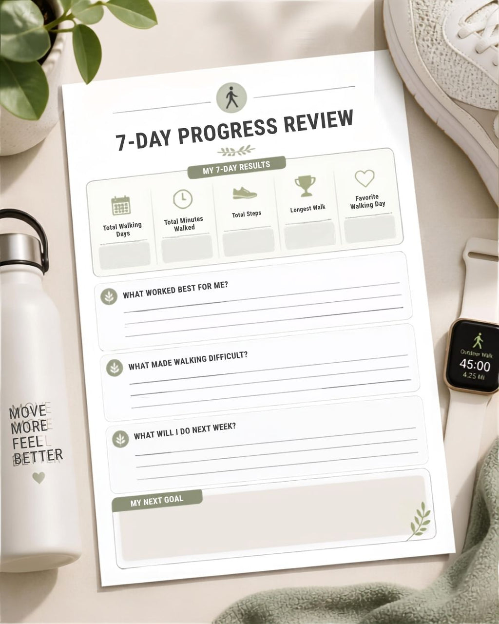 Free 7-Day Walking Challenge Printable | Walking Tracker PDF