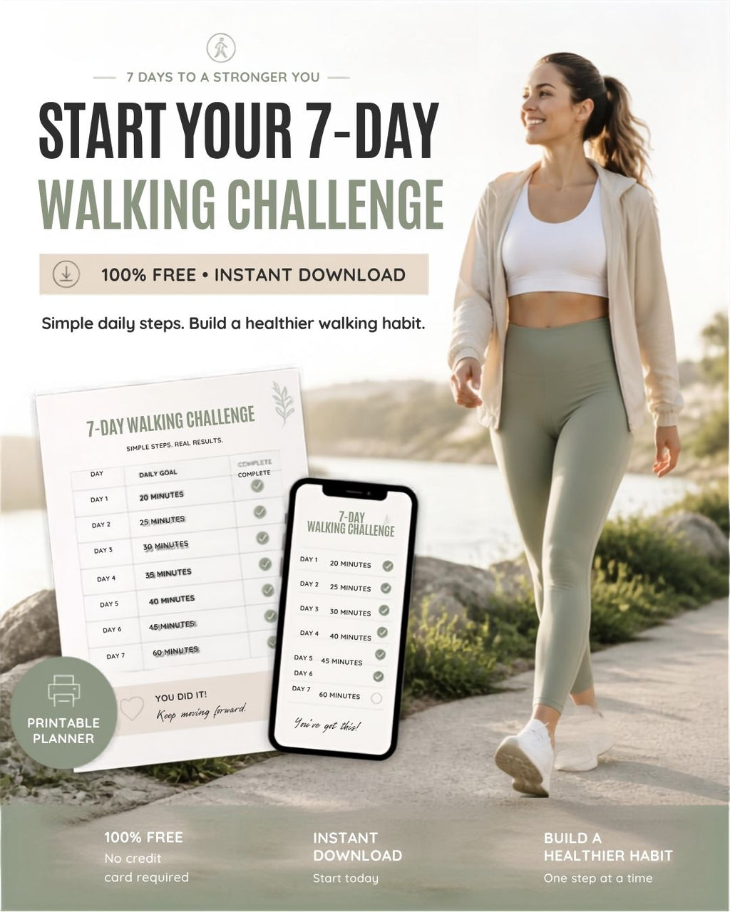 Free 7-Day Walking Challenge Printable | Walking Tracker PDF