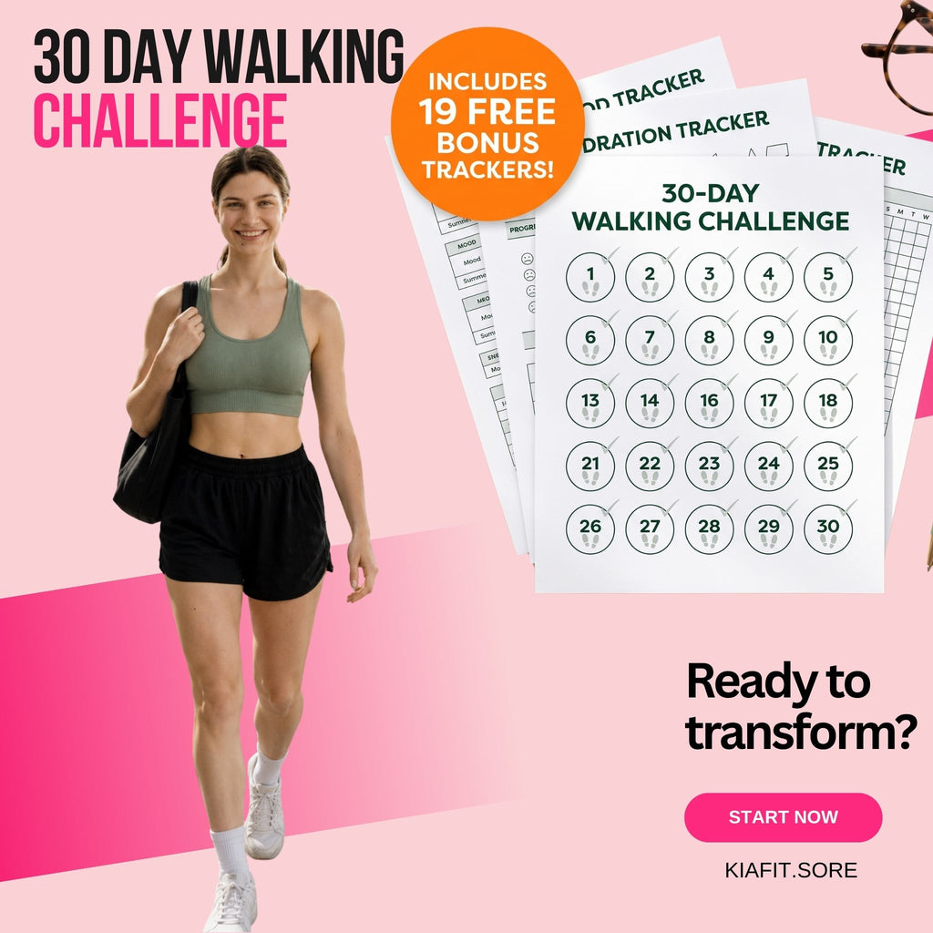 30-Day Walking Challenge Tracker + 19 Bonus Habit Trackers | Printable & Digital Planner