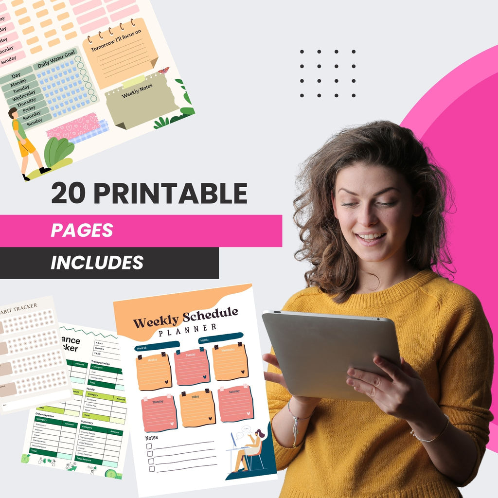 30-Day Walking Challenge Tracker + 19 Bonus Habit Trackers | Printable & Digital Planner