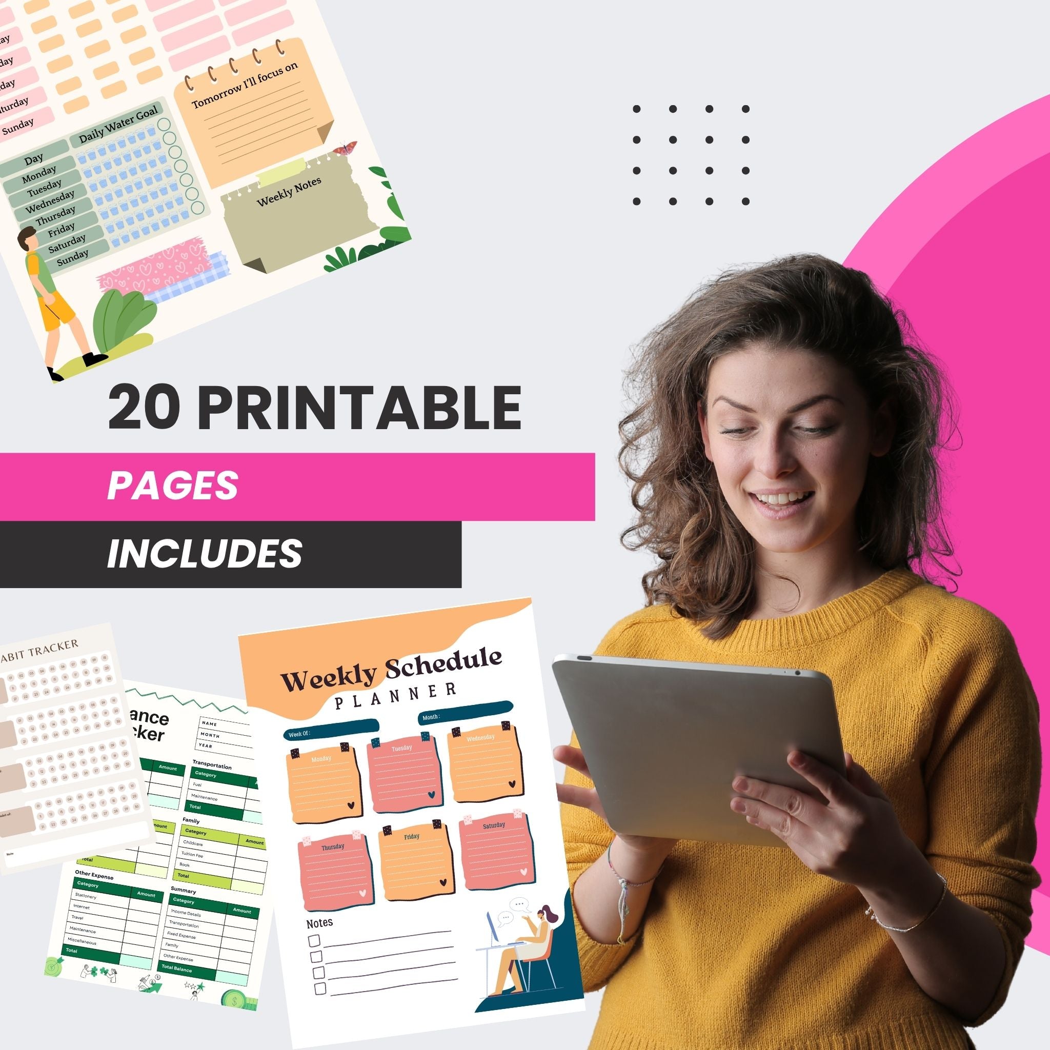 30-Day Walking Challenge Tracker + 19 Bonus Habit Trackers | Printable & Digital Planner